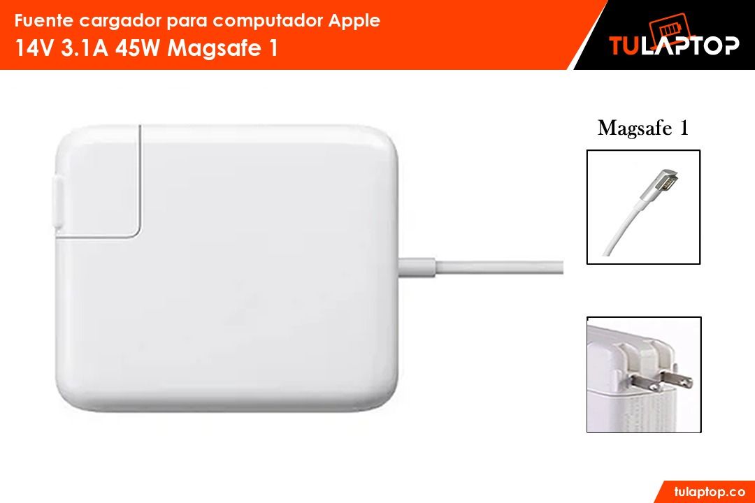 Fuente cargador para computador Apple 14V 3.1A 45W Magsafe 1 - Tu Laptop